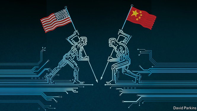 Mỹ và Trung Quốc đang cạnh tranh trong một cuộc chiến công nghệ. (Nguồn: The Economist)
