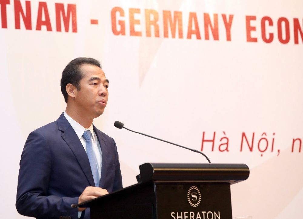 Thứ trưởng Bộ Ngoại giao Tô Anh Dũng phát biểu tại diễn đàn. Tận dụng cơ hội từ Hiệp định EVFTA, tăng cường hợp tác kinh tế, thương mại Việt-Đức