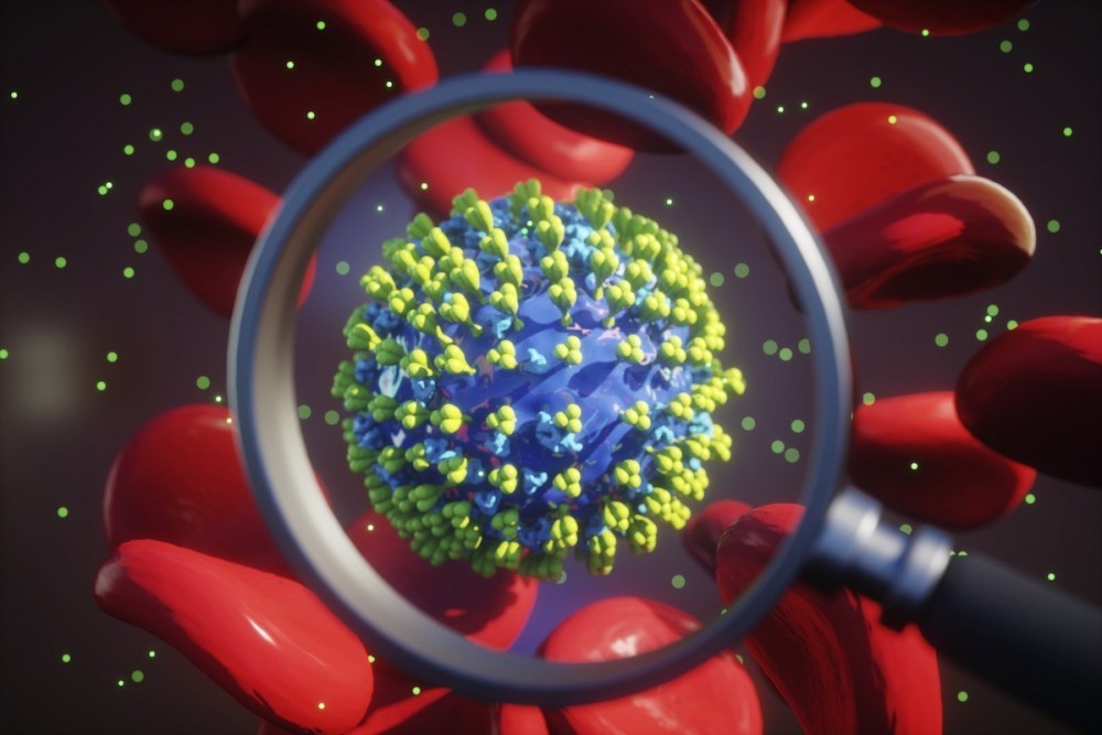 Hình ảnh dưới kính hiển vi cho thấy virus Corona giữa các tế hồng cầu. (Nguồn: AFP)