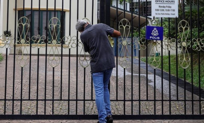 Cánh cửa Đại sứ quán Triều Tiên tại Kuala Lumpur đã được đóng lại. (Nguồn: EFE-EPA)