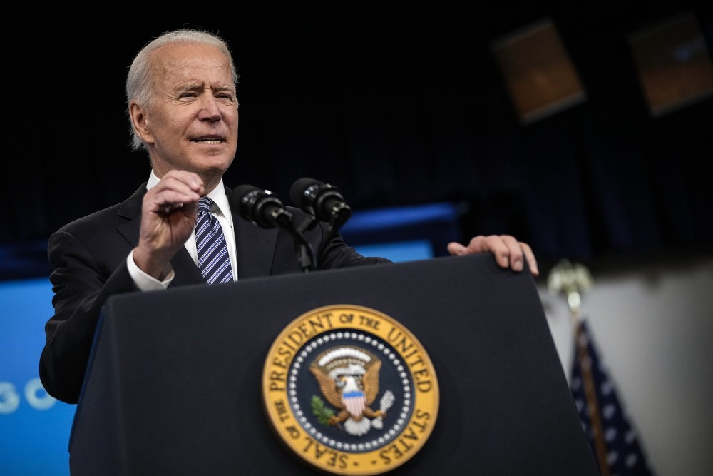 Tổng thống Joe Biden phát biểu tại Tòa nhà Văn phòng Điều hành Eisenhower vào ngày 12/5/2021.