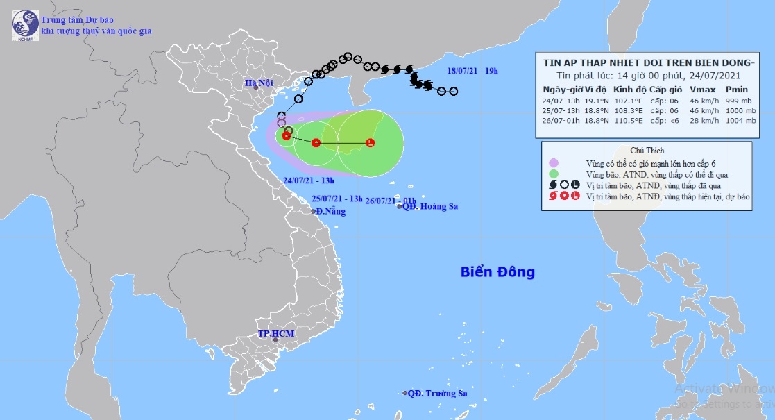 Trung Bộ mưa lớn do hoàn lưu áp thấp nhiệt đới