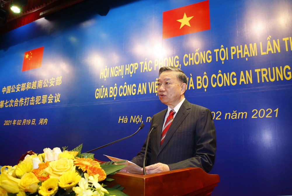 Bộ trưởng Bộ Công an Việt Nam, Đại tướng Tô Lâm phát biểu tại Hội nghị. (Nguồn: Công an Nhân dân)