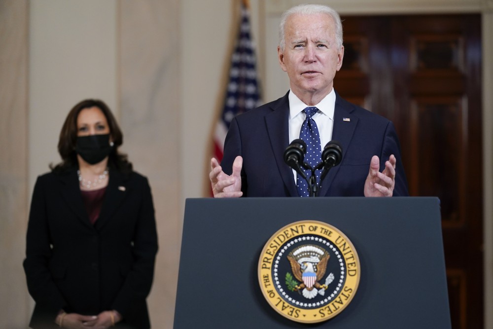 (04.27) Tổng thống Mỹ Joe Biden trong một phát biểu ngày 20/4. (Nguồn: AP/PTI)