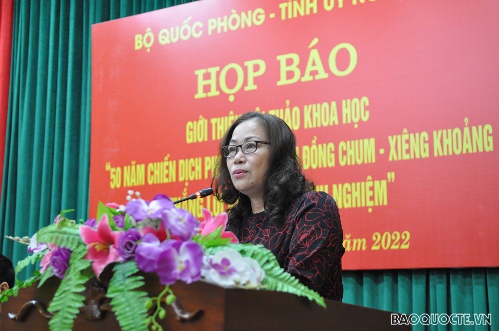 (05.16) Trưởng Ban Tuyên giáo Tỉnh ủy tỉnh Nghệ An Nguyễn Thị Thu Hường. (Ảnh Minh Quân)