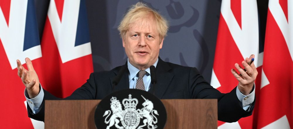 (12.25) Thủ tướng Boris Johnson trong buổi họp báo sau khi Anh đạt thỏa thuận Brexit với Liên minh châu Âu (EU) ngày 24/12. (Nguồn: Getty Images)