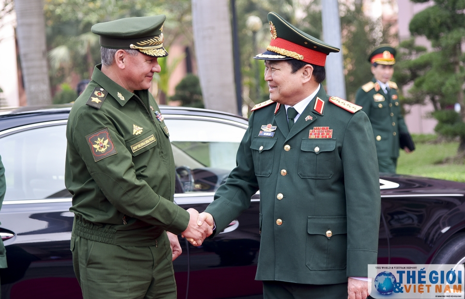 Lễ đón Bộ trưởng Quốc phòng Nga tại Bộ Quốc phòng