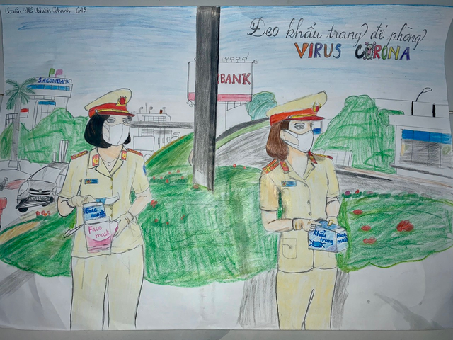 hoc sinh ve tranh co dong cho cuoc chien chong lai covid 19