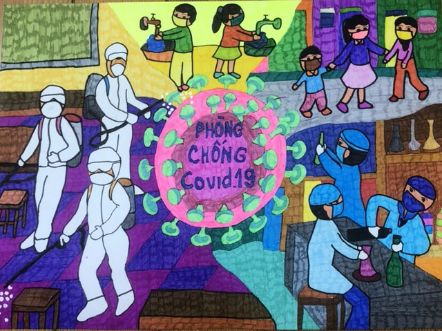 hoc sinh ve tranh co dong cho cuoc chien chong lai covid 19