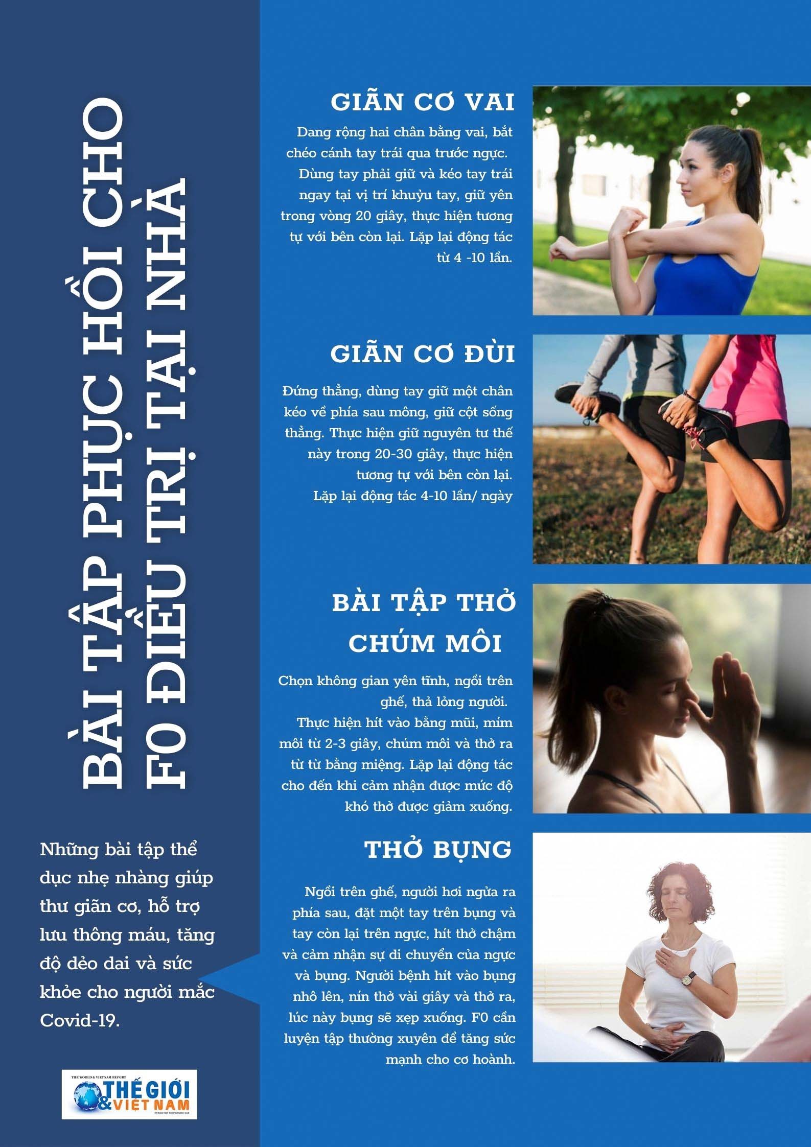 Bài tập phục hồi cho người mắc Covid-19 điều trị tại nhà Bài tập phục hồi cho người mắc Covid-19 điều trị tại nhà