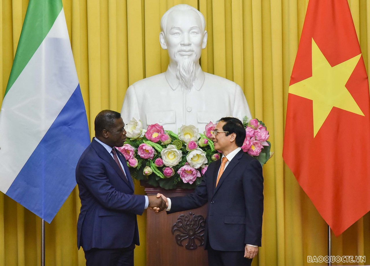 Bộ trưởng Ngoại giao Bùi Thanh Sơn gặp và làm việc với Bộ trưởng Ngoại giao và Hợp tác Quốc tế Sierra Leone