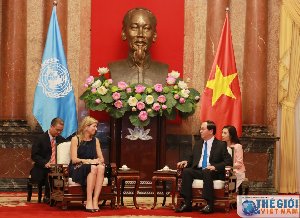 Chủ tịch nước Trần Đại Quang tiếp Hoàng hậu Vương quốc Hà Lan chu tich nuoc tran dai quang tiep hoang hau vuong quoc ha lan