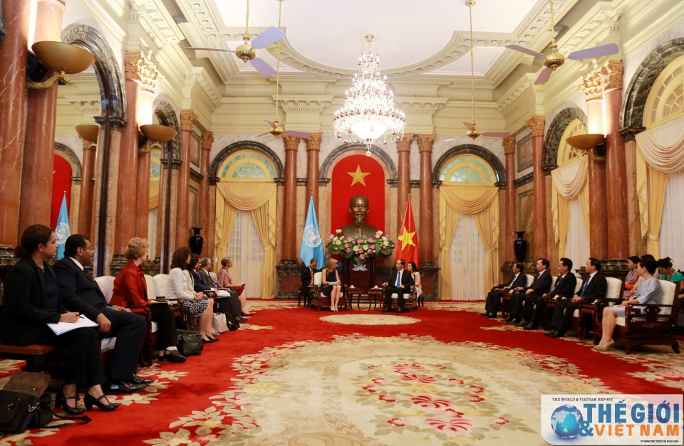 Chủ tịch nước Trần Đại Quang tiếp Hoàng hậu Vương quốc Hà Lan chu tich nuoc tran dai quang tiep hoang hau vuong quoc ha lan