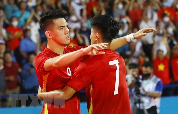U23 Việt Nam thắng đậm trong ngày ra quân bóng đá nam SEA Games 31. (Ảnh: Huy Hùng/TTXVN)