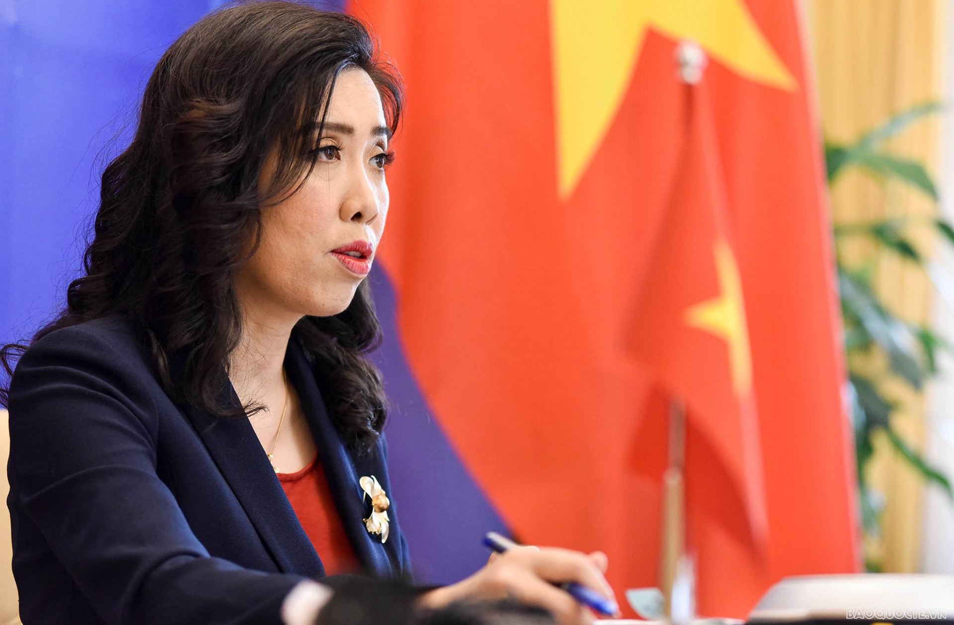 Người phát ngôn Bộ Ngoại giao Lê Thị Thu Hằng. (Ảnh: Nguyễn Hồng) Người phát ngôn Bộ Ngoại giao Lê Thị Thu Hằng. (Ảnh: Nguyễn Hồng)