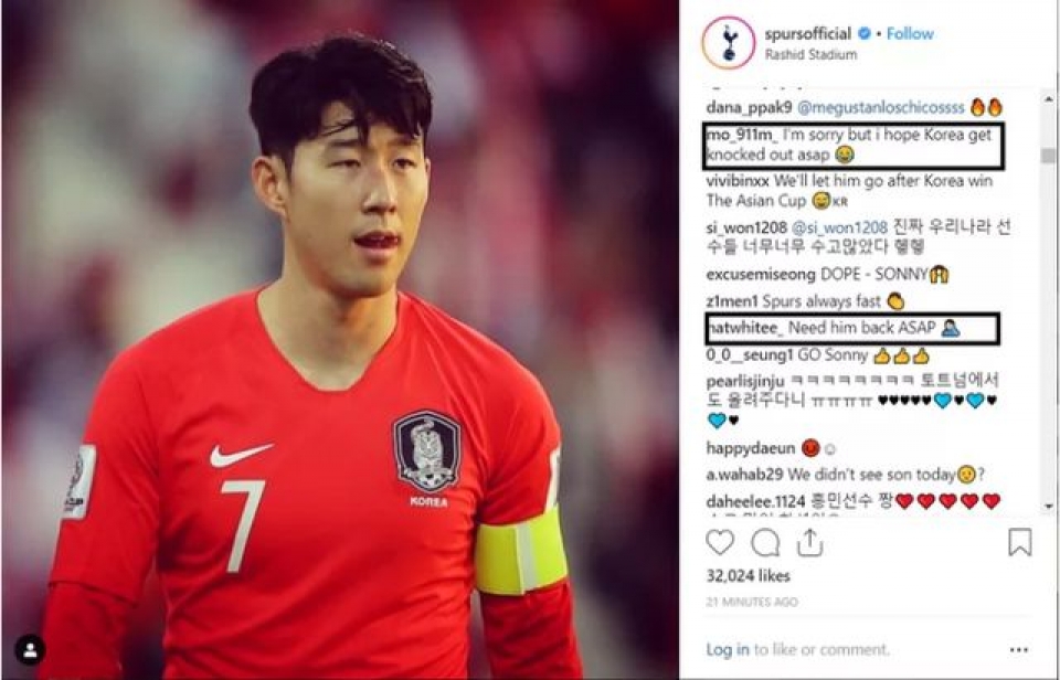 nguoi ham mo clb tottenham mong han quoc som thua o asian cup 2019