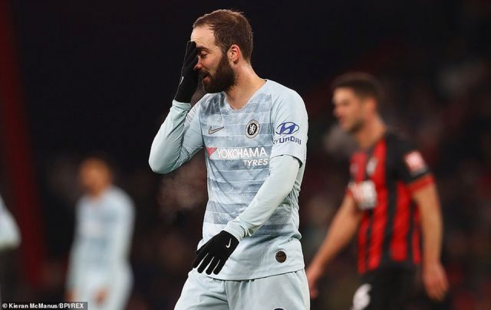 Bournemouth 4-0 Chelsea: Màn ra mắt tệ hại của Higuain bournemouth 4 0 chelsea man ra mat te hai cua higuain
