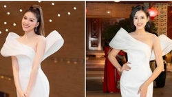 Hoa hậu Đỗ Thị Hà và MC Thanh Thanh Huyền hai lần diện cùng một mẫu đầm