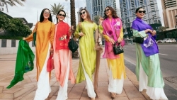 Dàn Hoa hậu, Á hậu Việt... diện áo dài khoe sắc, dạo phố Dubai
