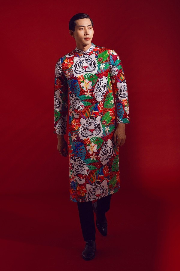 Gợi ý áo dài nam nữ họa tiết hổ diện Tết Nhâm Dần 2022