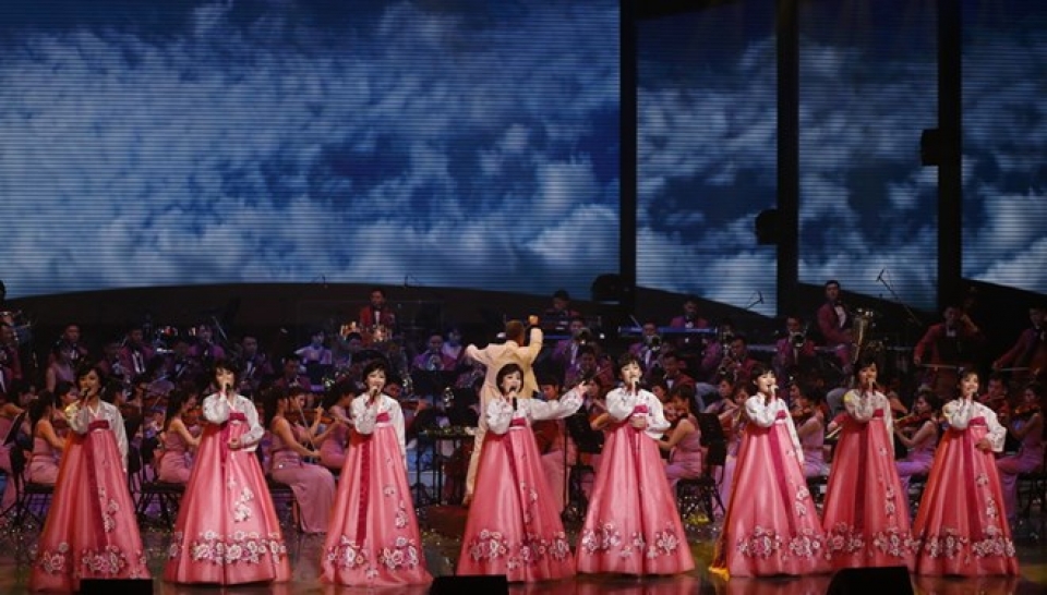 doan nghe thuat trieu tien trinh dien chao mung olympic pyeongchang