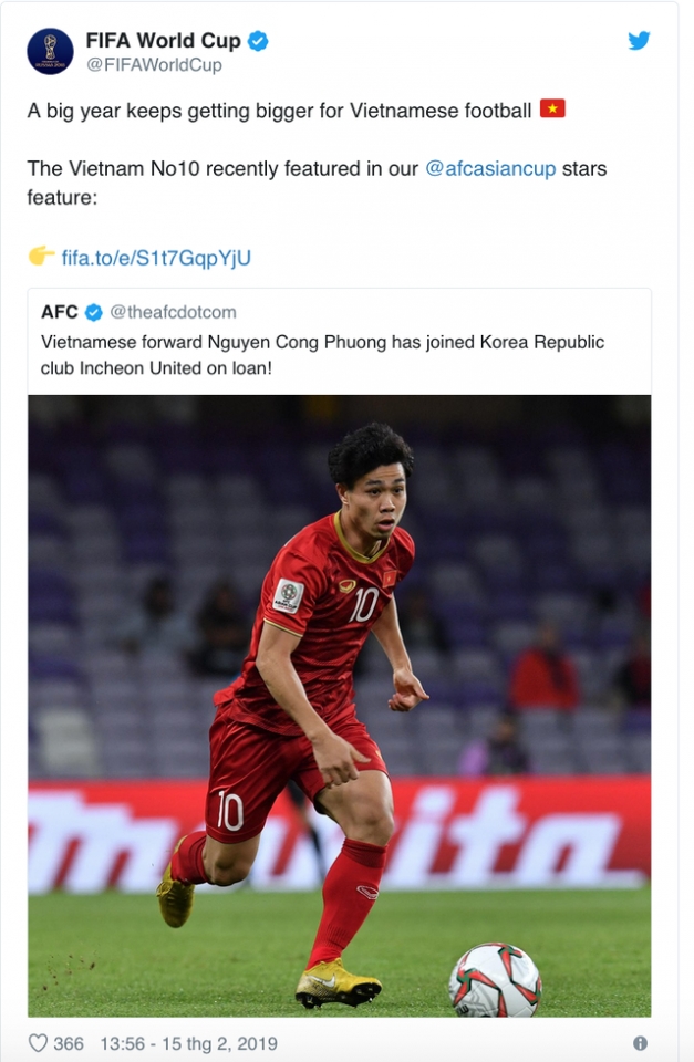 fifa danh loi khen ngoi dac biet cho cong phuong va nhung chu rong vang