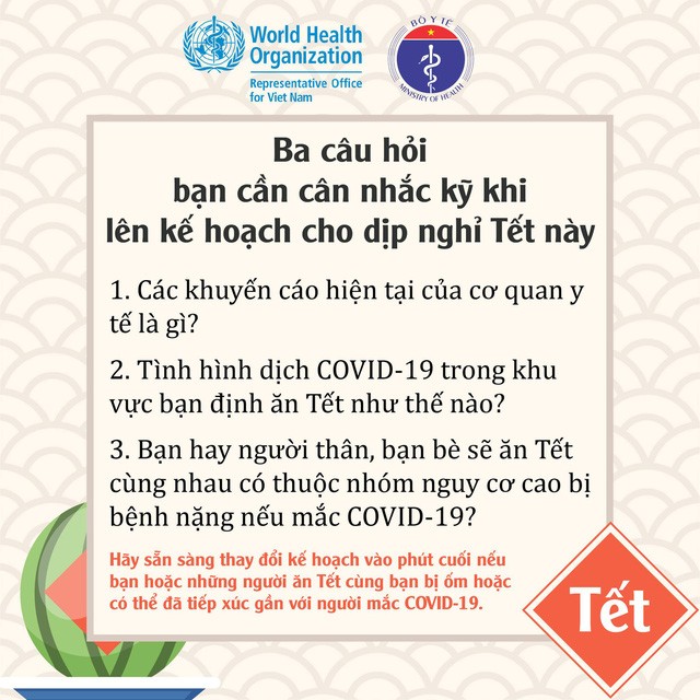 Covid-19: Cách đón Tết an toàn trong mùa dịch theo khuyến cáo của WHO, Bộ Y tế