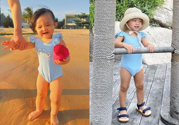 Bộ đồ bơi của Winnie và Lisa đến từ một thương hiệu trẻ em nổi tiếng, có giá 529.000 đồng.