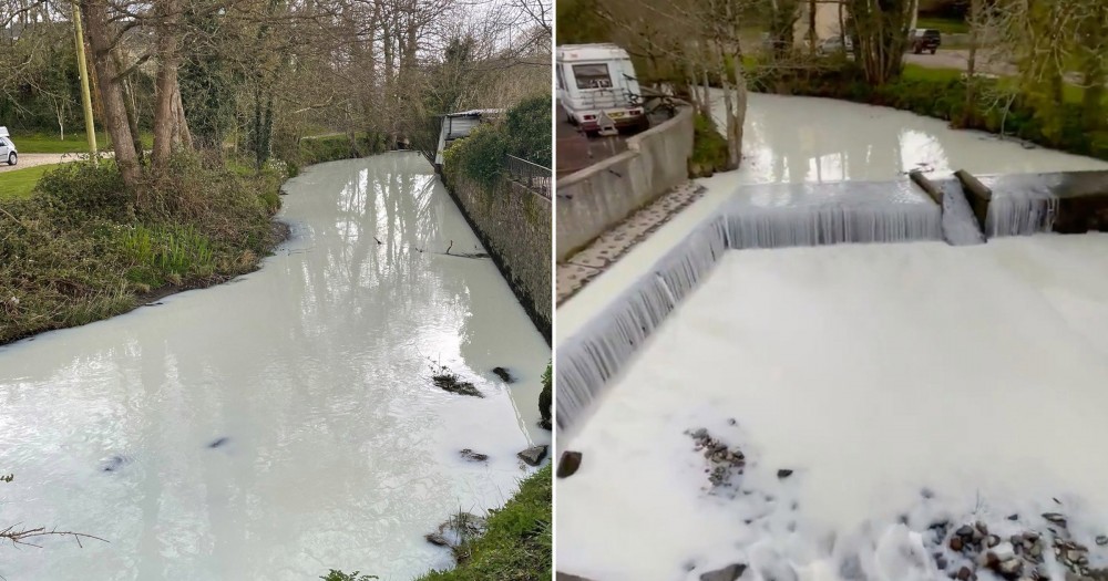 Anh: Lật xe, hàng ngàn lít sữa khiến dòng kênh trắng xoá