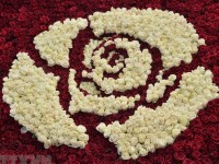 Lộng lẫy kim tự tháp được kết từ hàng trăm nghìn đóa hồng