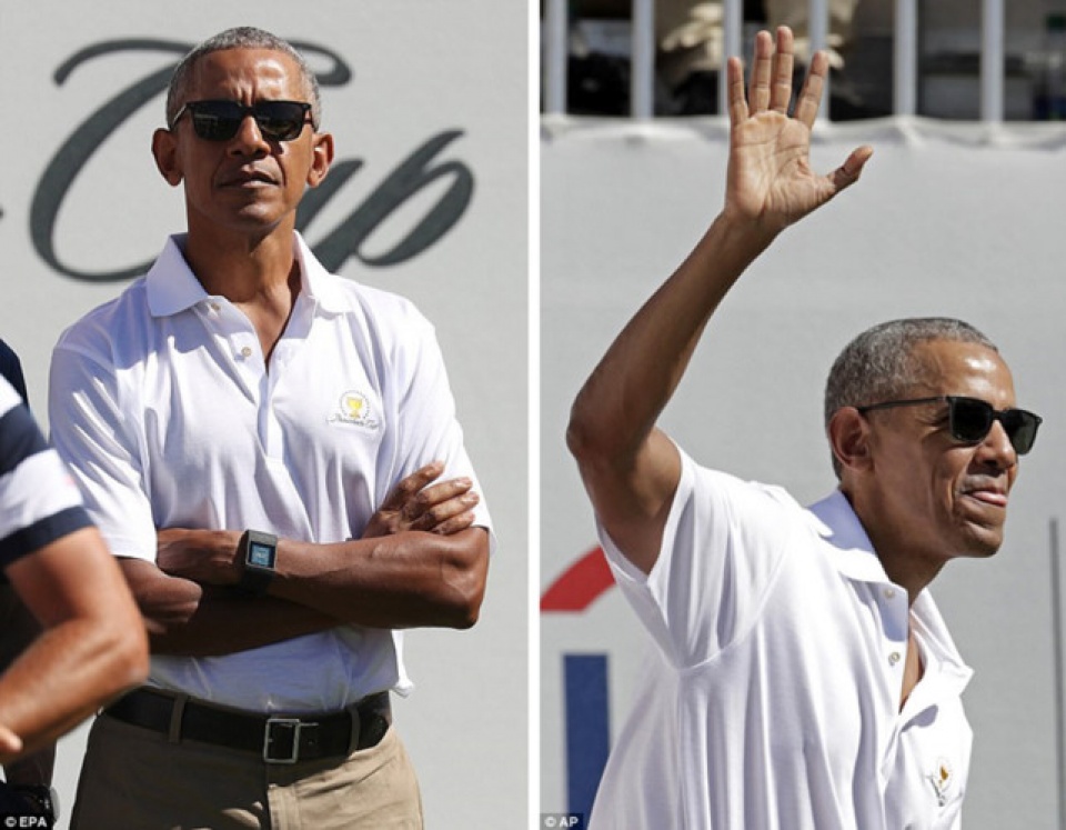 my cac cuu tong thong my tham gia giai golf o new jersey