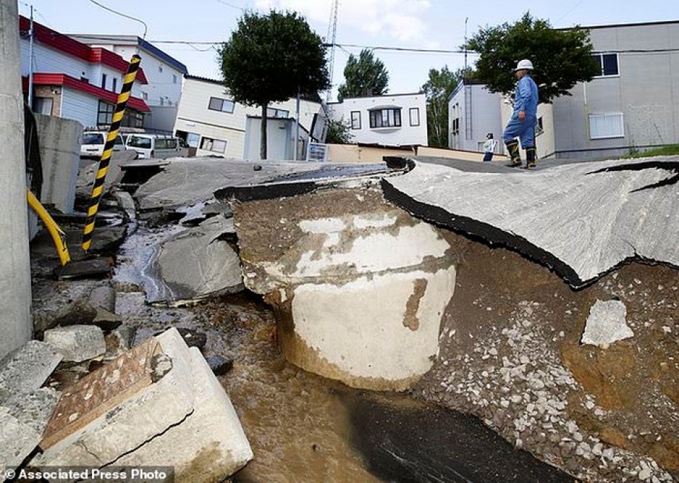 nhat ban dong dat giang xuong lat tung mat duong va nho bat re cay