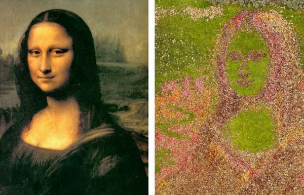 Chân dung nàng Mona Lisa tạo nên từ... lá rụng mùa Thu