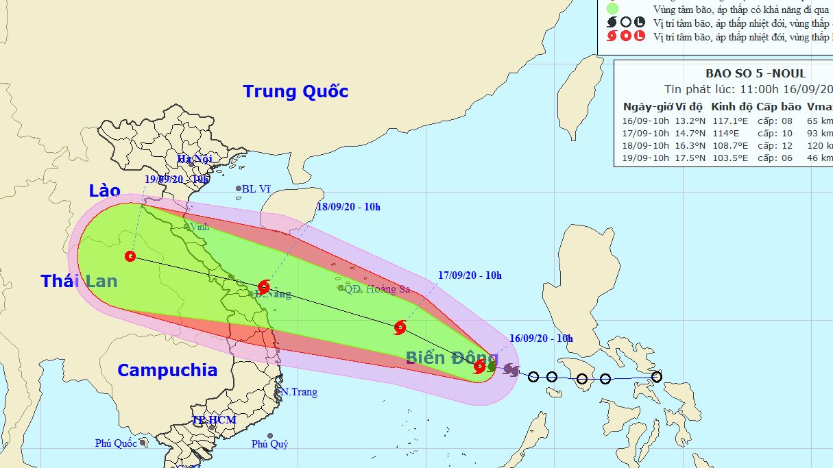 Dự báo thời tiết: Bão trên Biển Đông (cơn bão số 5) và cảnh báo mưa lớn