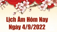 Lịch âm 4/9, xem âm lịch hôm nay Chủ Nhật ngày 4/9/2022 là ngày tốt hay xấu? Lịch vạn niên 4/9/2022