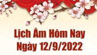 Lịch âm 12/9, xem âm lịch hôm nay Thứ Hai ngày 12/9/2022 là ngày tốt hay xấu? Lịch vạn niên 12/9/2022