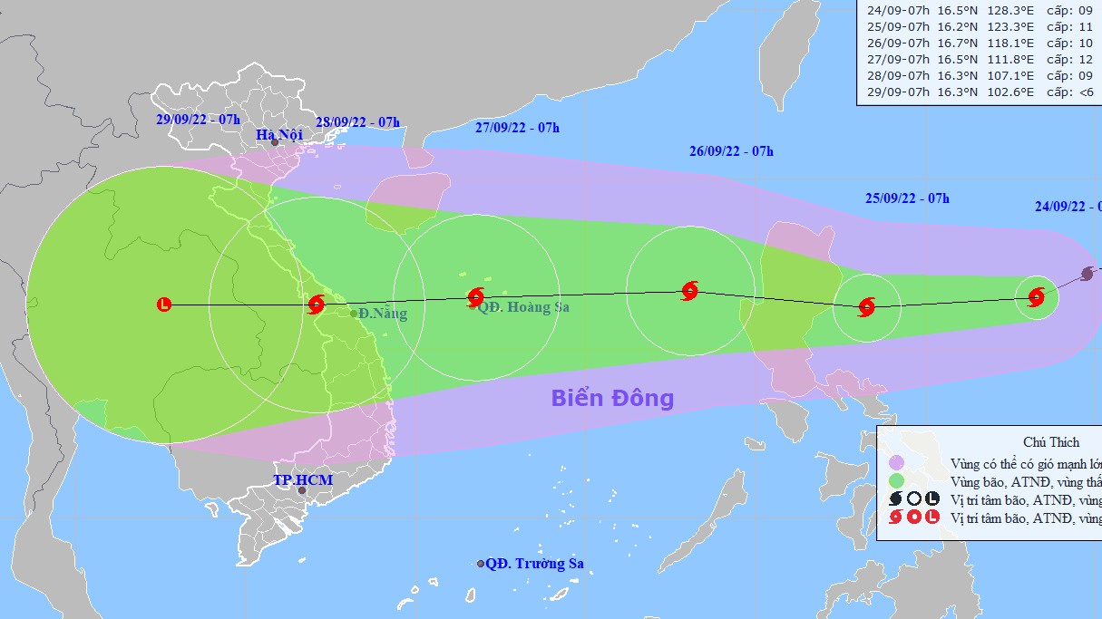 Dự báo thời tiết: Bão Noru sẽ đi vào Biển Đông, vùng gần tâm bão gió mạnh cấp 9-10, giật cấp 13