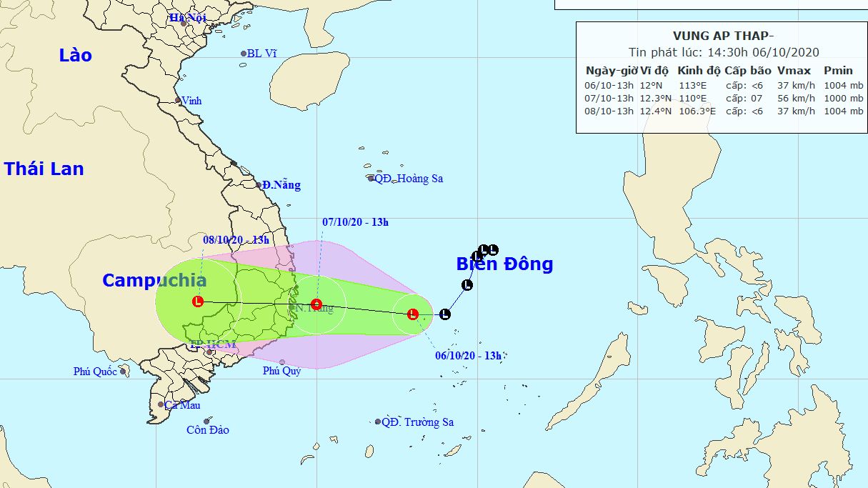Dự báo thời tiết: Thông tin tiếp theo về vùng áp thấp trên Biển Đông; cảnh báo mưa lớn kéo dài ở Nam Trung Bộ, Tây Nguyên và Nam Bộ
