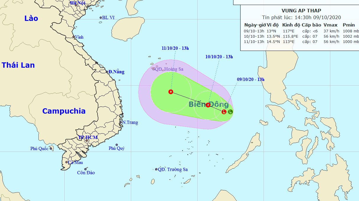 Dự báo thời tiết: Tiếp tục cập nhật tin vùng áp thấp trên Biển Đông