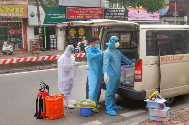 Hà Nội phong tỏa nhiều nơi do liên quan đến các ca nhiễm Covi-19. (Nguồn: TTXVn)