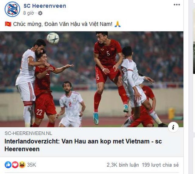 heerenveen chuc mung van hau va doi tuyen viet nam sau chien thang chan dong chau a