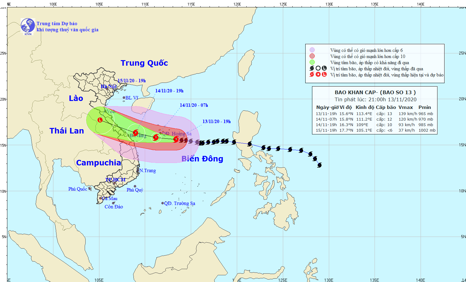 Cập nhật diễn biến bão số 13: