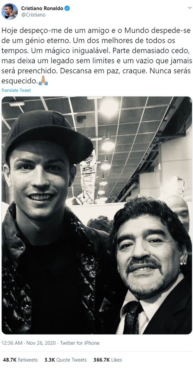 Thế giới bóng đá dành lời tri ân đến Maradona Thế giới bóng đá dành lời tri ân đến Maradona