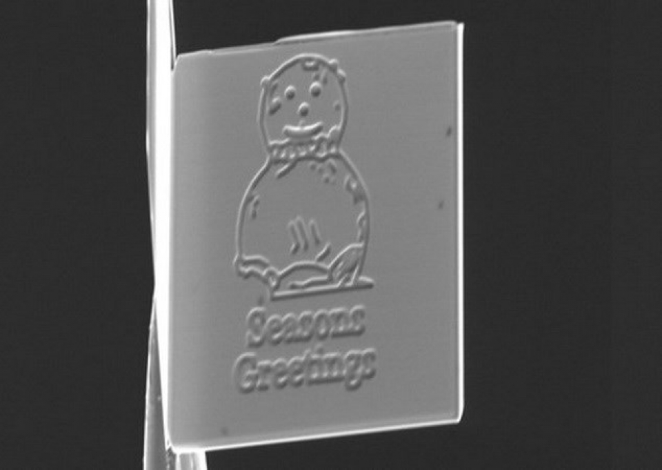 Tấm thiệp Giáng sinh nhỏ nhất thế giới chỉ bằng nửa sợi tóc tam thiep giang sinh nho nhat the gioi chi bang nua soi toc