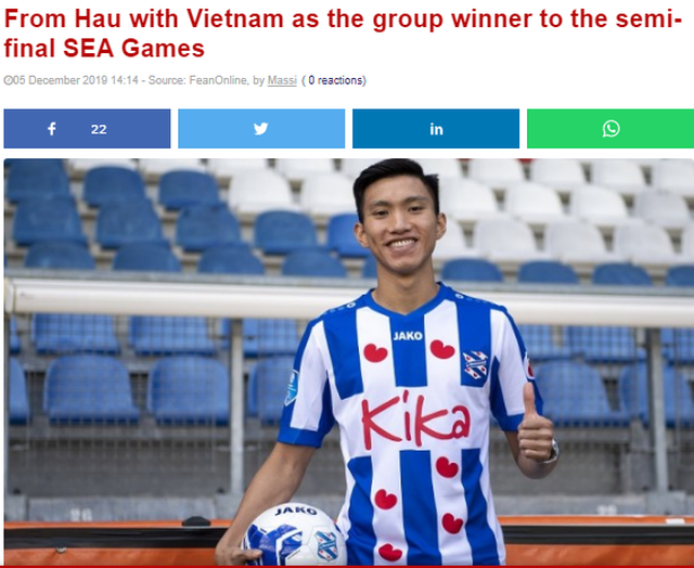 CLB Heerenveen chúc mừng Văn Hậu và U22 Việt Nam vào bán kết clb heerenveen chuc mung van hau va u22 viet nam vao ban ket