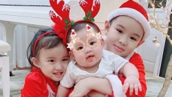 Gia đình ca sĩ Vy Oanh quây quần chụp ảnh Giáng sinh