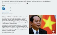 Cuba để quốc tang tưởng niệm Chủ tịch nước Trần Đại Quang