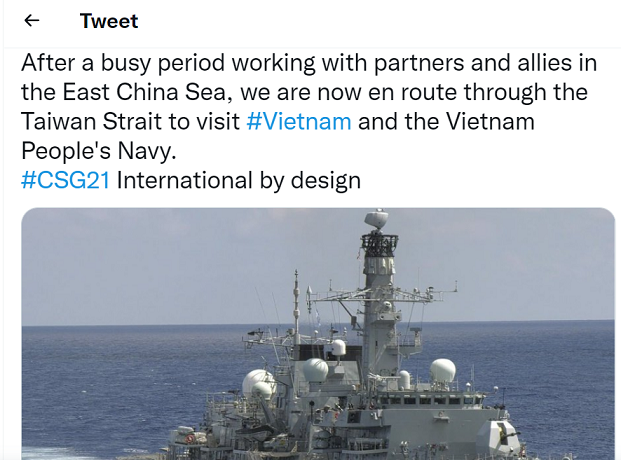 Tàu chiến của Anh băng qua Eo biển Đài Loan đến thăm Việt Nam Tàu chiến của Anh băng qua Eo biển Đài Loan đến thăm Việt Nam