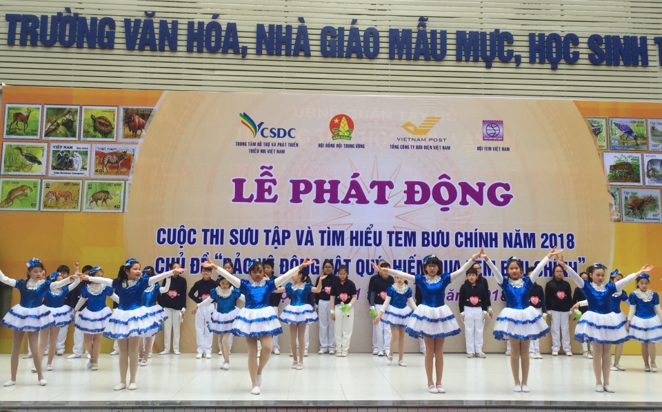 thieu nhi cung bao ve dong vat quy hiem qua tem buu chinh