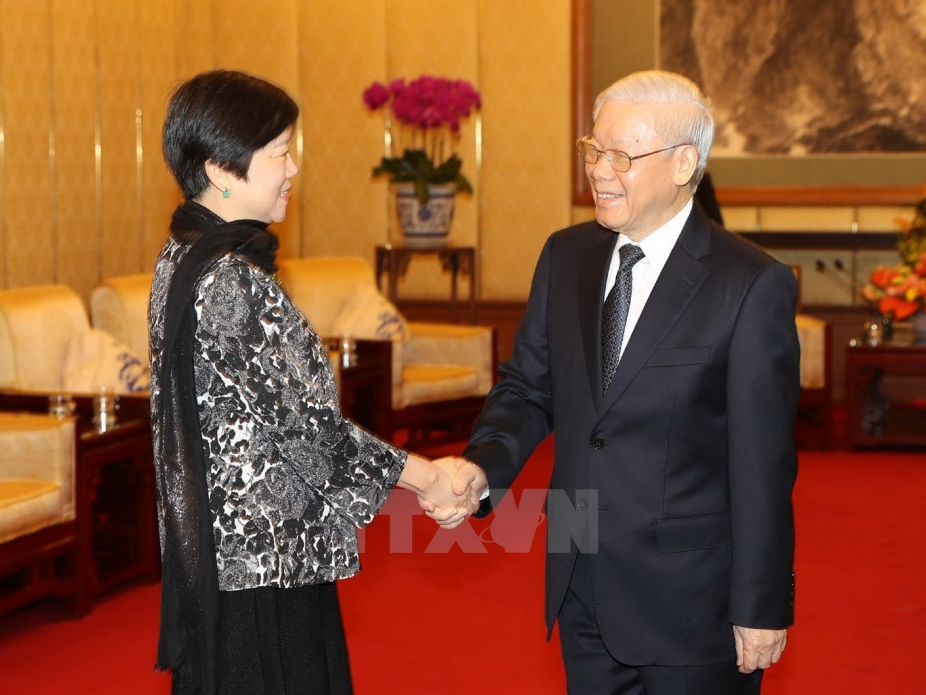 Tổng Bí thư tiếp đoàn Hội Hữu nghị Đối ngoại Nhân dân Trung Quốc